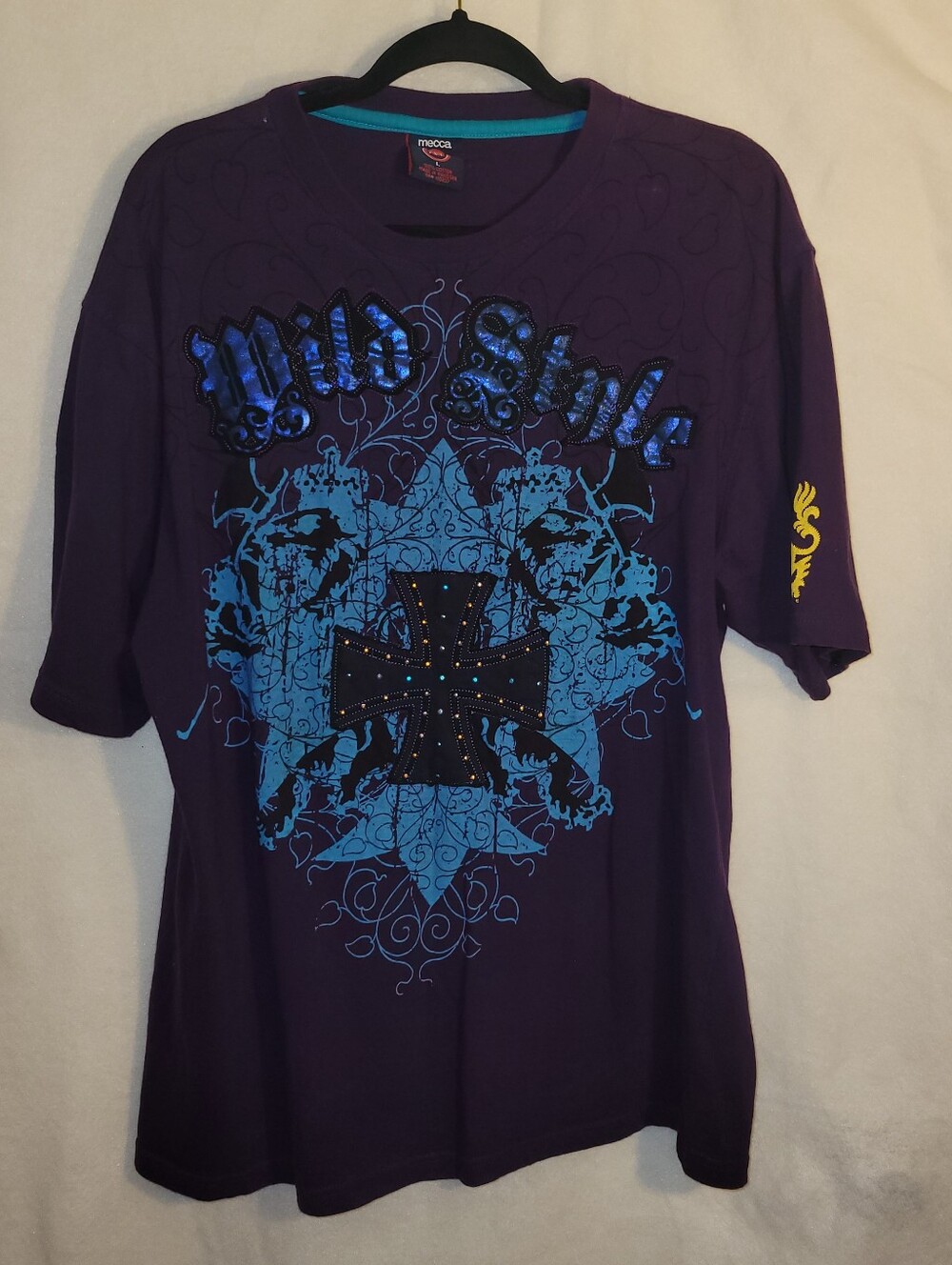 Vintage Mecca USA Wild Style Graphic T-Shirt Purple Y2K Cyber Grunge Large